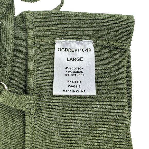 One Grey Day Olive Green Ribbed Adjustable Spaghetti Straps Pullover Bralette - Picture 6 of 7